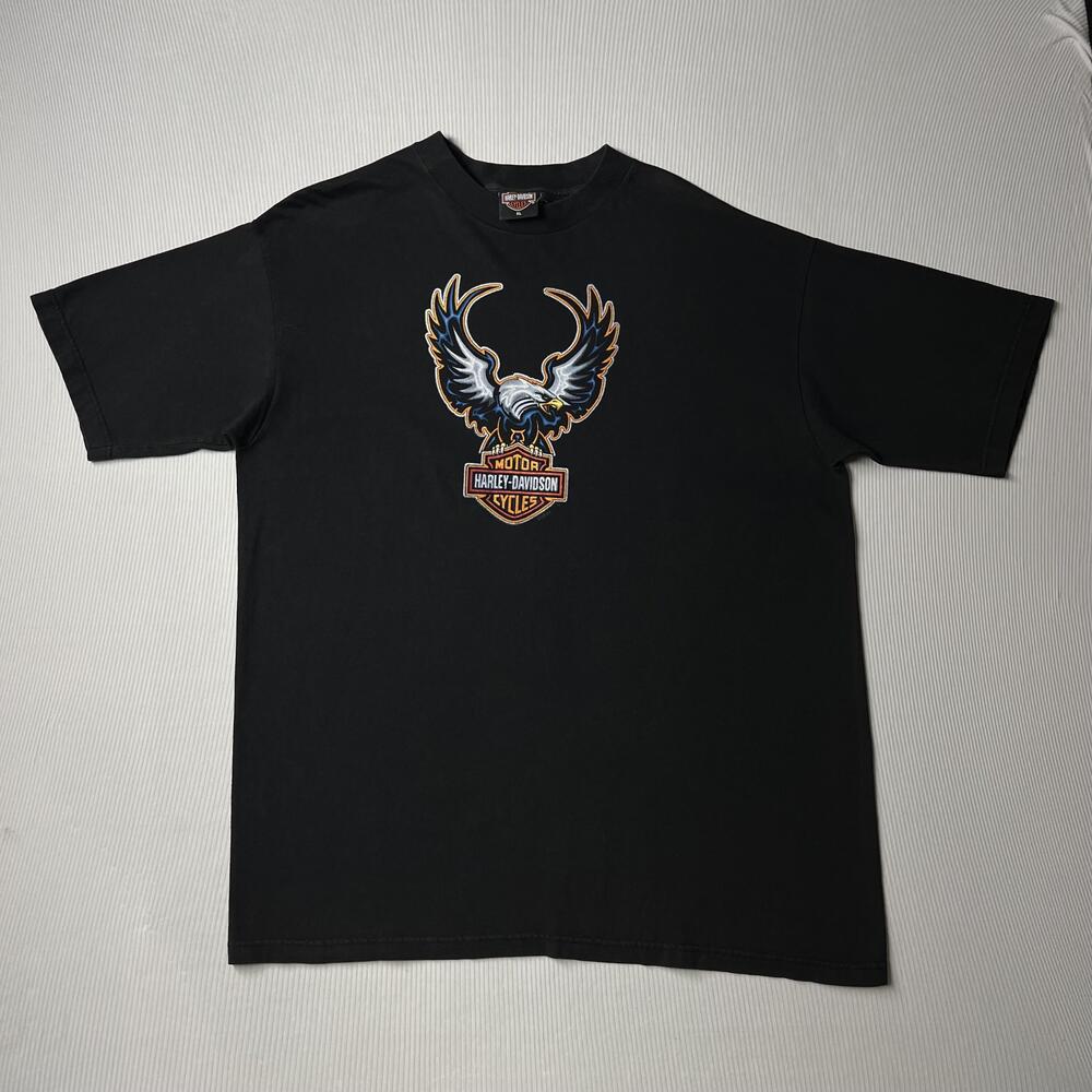 Vintage Harley-Davidson Shirt Mens XL Black Eagle Graphic Tee Motorcycle